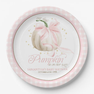 Onze Kleine Pompoen Roze Gingham Persoonlijk Papieren Bordje