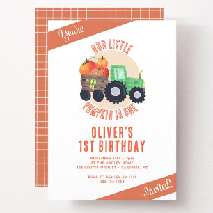 Onze Kleine Pompoen Tractor 1e Verjaardag Kaart