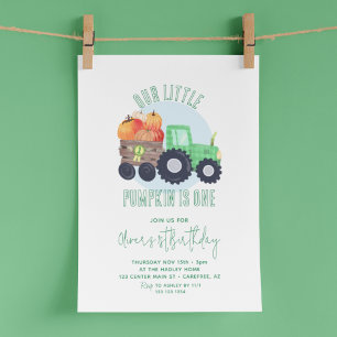 Onze Kleine Pompoen Tractor Jongen 1e Verjaardag Kaart