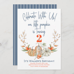 Onze kleine pompoen tweede Birthday Blue-uitnodigi Kaart