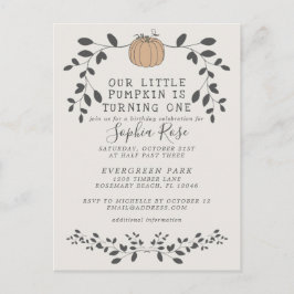 Onze kleine pompoen wordt een eerste verjaardag briefkaart