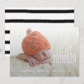 Onze kleine pompoen zachte witte geboorte aankondi aankondiging (Voorkant / Achterkant)
