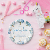 Onze kleine pompoenblauw wit Herfst verjaardagsfee Papieren Bordje (Feest)