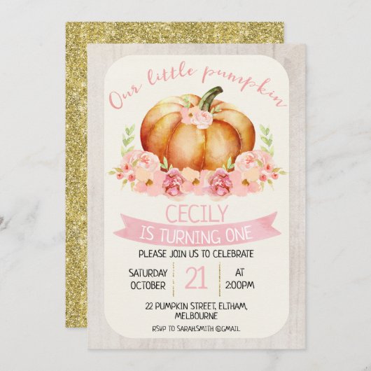 Onze kleine pompoenkinderen verjaarfeest uitnodigi kaart (Voorkant / Achterkant)