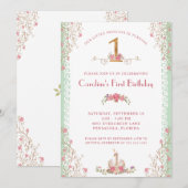 Onze kleine prinses eerste verjaardag kaart (Voorkant / Achterkant)