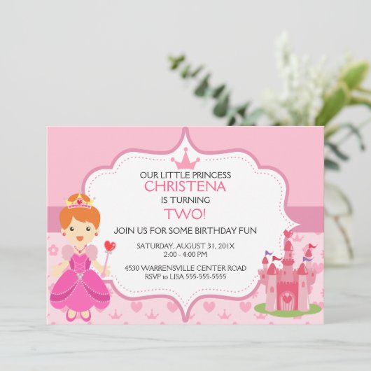 Onze kleine prinses verjaardag uitnodiging (RE) (Staand voorkant)