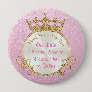 Onze kleine prinsespartij Favors, gepersonaliseerd Ronde Button 4,0 Cm