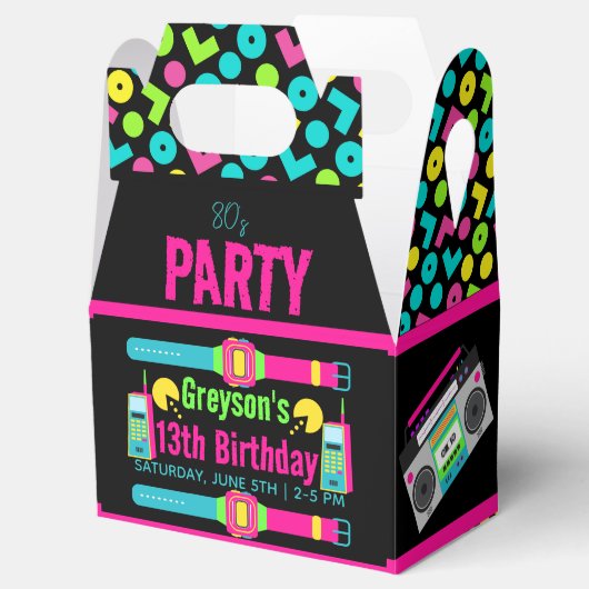 onze kleine Retro Neon 80's verjaardagsfeestje Bedankdoosjes (Geopend)