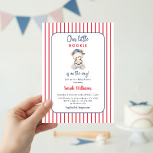 Onze Kleine Rookie Baby Shower Jongen Uitnodiging