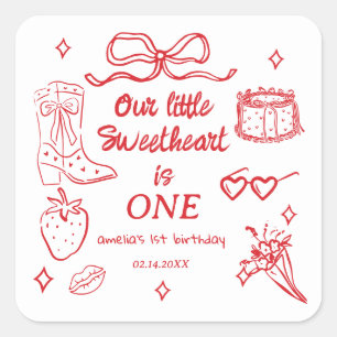 Onze kleine schat is jarig vierkante sticker