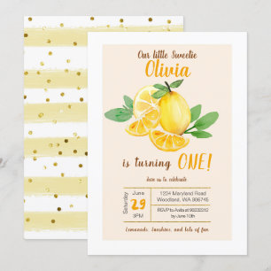 Onze kleine schatje Lemon 1e verjaardag Uitnodigin Kaart
