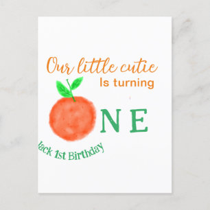 Onze kleine schattige oranje verjaardag citrusvruc briefkaart