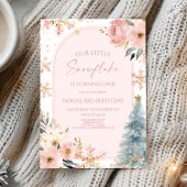 Onze kleine sneeuwvlok roze winter verjaardagsfees kaart