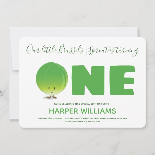 Onze kleine spruit uit Brussel wordt één verjaarda Kaart (Voorkant)