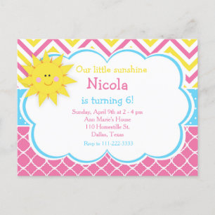 Onze kleine verjaardagsfeestje Sunshine Roze en Ge Briefkaart