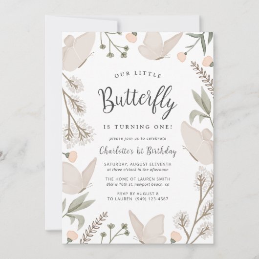 Onze Kleine Vlinder 1e Verjaardag Schattigee Water Kaart (Voorkant)