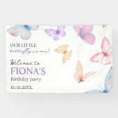 Onze kleine vlinder Meisje's 1e verjaardag Welkom Spandoek (Horizontaal)