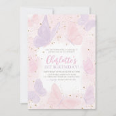 Onze kleine vlinder meisjes roze verjaardag kaart (Voorkant)