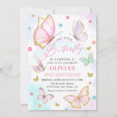 Onze kleine vlinder pastel regenboog meisje verjaa kaart (Voorkant)