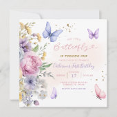 Onze Kleine Vlinder Roze Wildflower 1e Verjaardag Kaart (Voorkant)