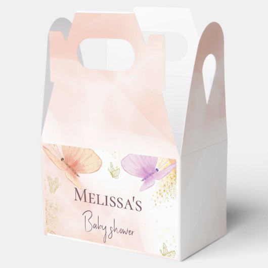 Onze kleine vlinder Waterverf roze Paarse goud Bedankdoosjes (Geopend)