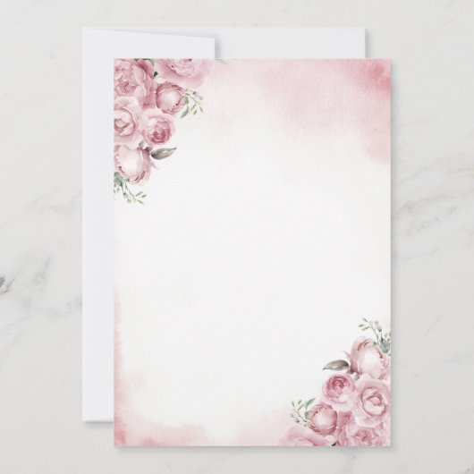 Onze Kleine Vlinder wordt één Roze Bloemen Kaart (Achterkant)