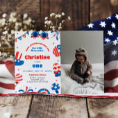 Onze kleine voetzoeker 1e verjaardag party foto kaart