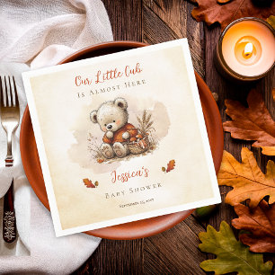 Onze Kleine Welp Herfst Teddybeer Baby Shower Servet