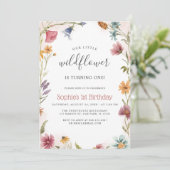 Onze kleine Wildbloem 1e babymeisje verjaardag Kaart (Staand voorkant)