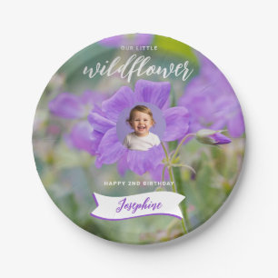 Onze Kleine Wilde Bloem Aangepaste Kinderfoto Verj Papieren Bordje