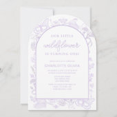 Onze Kleine Wildflower 1e Verjaardag Lila Bloemen Kaart (Voorkant)