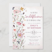 Onze kleine Wildflower Baby Meisje 1e Verjaardagsf Kaart (Voorkant)