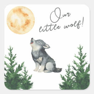 Onze Kleine Wolf Baby Shower Vierkante Sticker