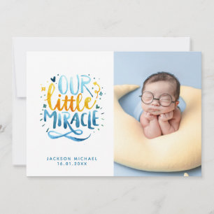 Onze Kleine Wonder Hand Lettering Foto Geboorte Aankondiging