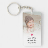 Onze Kleine Wonderhart Baby Pasgeboren Fotonaam Sleutelhanger (Voorkant)
