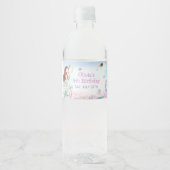 Onze kleine zeemeermin meisje 4th verjaardagsfeest waterfles etiket (Voorkant)