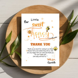 Onze Kleine Zoete Honing Komt Aankomen Baby Shower Bedankkaart