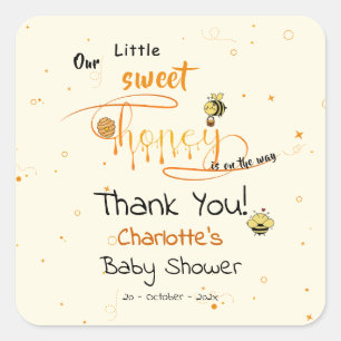 Onze Kleine Zoete Honing Komt Achter De Weg Baby B Vierkante Sticker