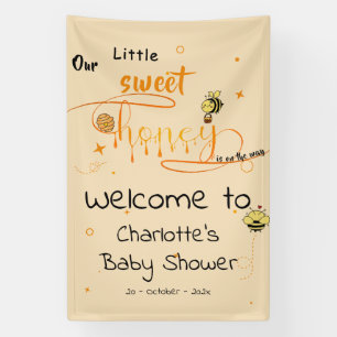 Onze Kleine Zoete Honing Komt Er Aan Baby Shower Spandoek