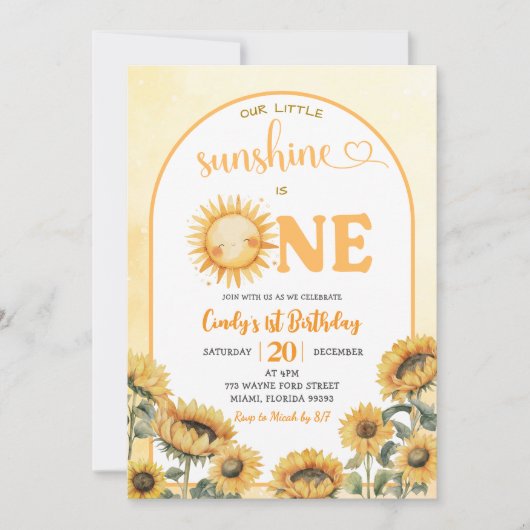 Onze kleine zon is een zomerthema eerste verjaarda kaart (Voorkant)