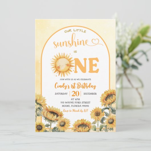 Onze kleine zon is een zomerthema eerste verjaarda kaart (Staand voorkant)