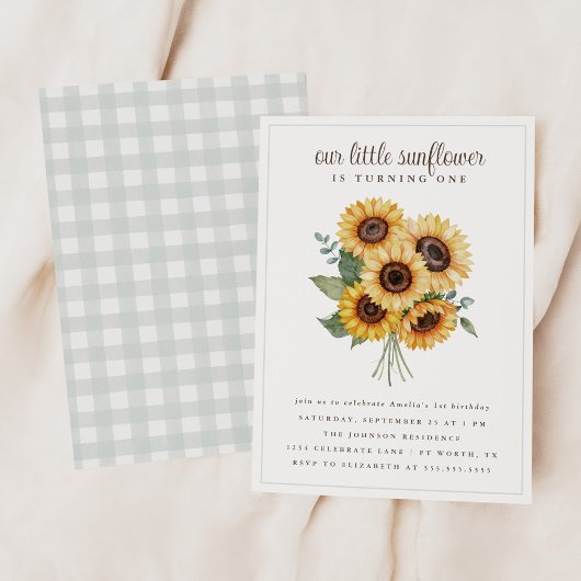Onze kleine zonnebloem Herfst 1e verjaardag Kaart