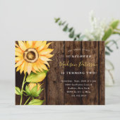 Onze kleine zonnebloem rustieke gele verjaardagsfe kaart (Staand voorkant)