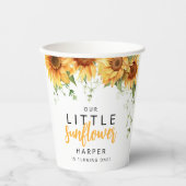 Onze kleine zonnebloem verjaardagsfeestje papieren bekers (Voorkant)
