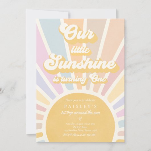 Onze Kleine Zonneschijn 1e Verjaardagsfeest Retro  Kaart (Voorkant)