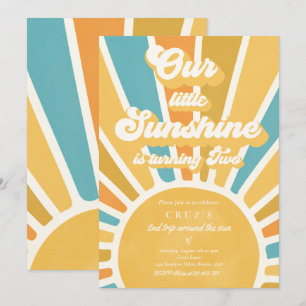 Onze Kleine Zonneschijn 2e Verjaardagsfeest Retro  Kaart