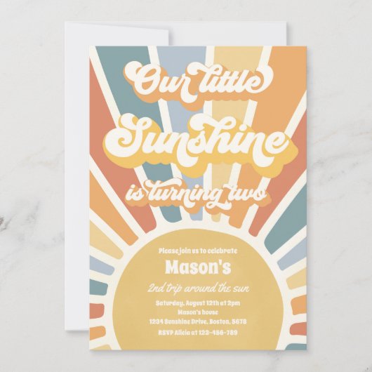 Onze kleine zonneschijn draait twee tweede verjaar kaart (Voorkant)