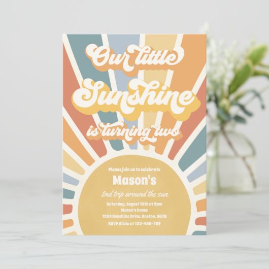 Onze kleine zonneschijn draait twee tweede verjaar kaart (Staand voorkant)