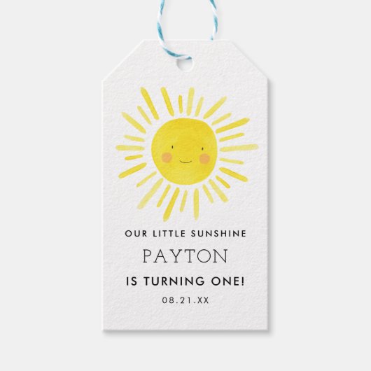 Onze Kleine Zonneschijn Feest Meisje 1e Verjaardag Cadeaulabel (Voorkant)