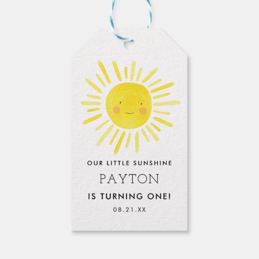 Onze Kleine Zonneschijn Feest Meisje 1e Verjaardag Cadeaulabel (Achterkant)